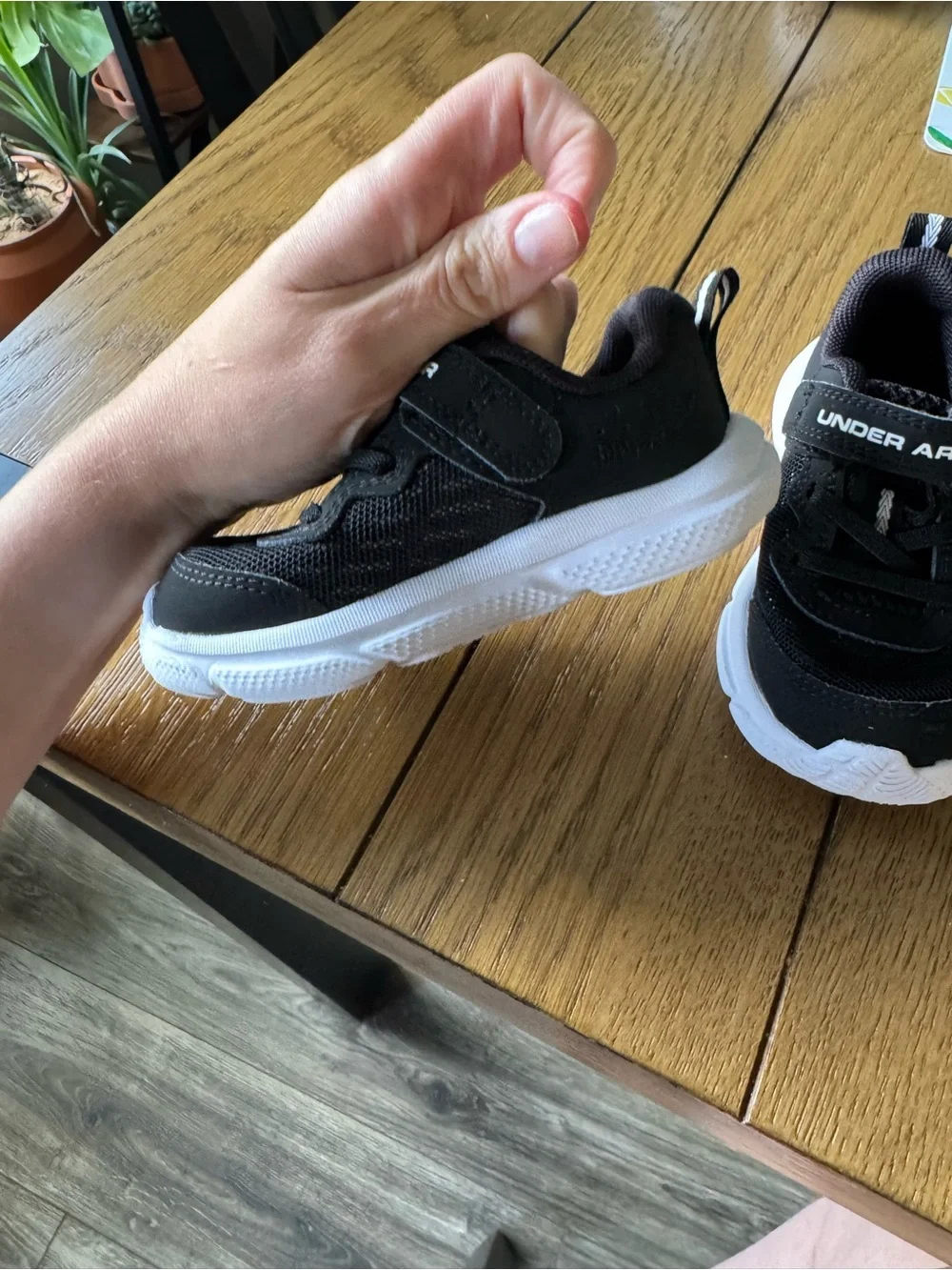 Under Armour Baby Toddler Black and White Velcro Sneakers